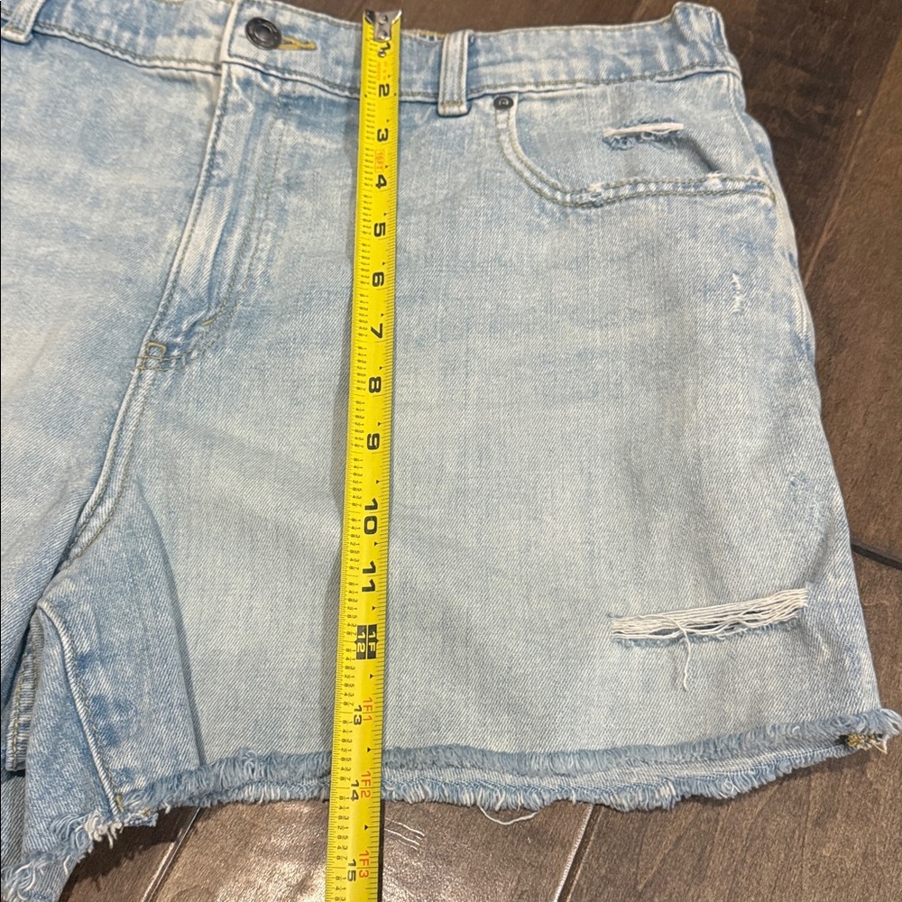 aerie Light Blue Distressed Denim Cutoff Shorts Elastic‎ Waist Size XL NWT - Picture 7 of 12